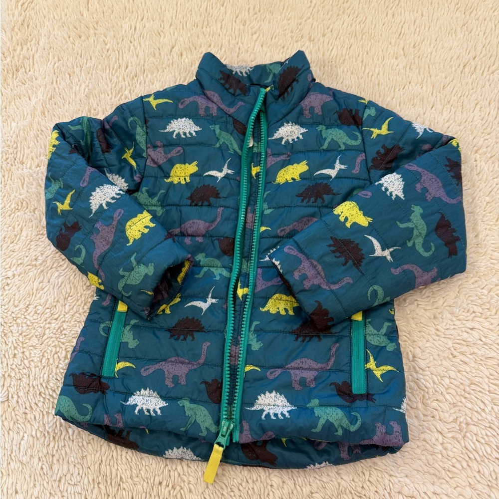 Cat & Jack Teal Dinosaur Puffer Jacket